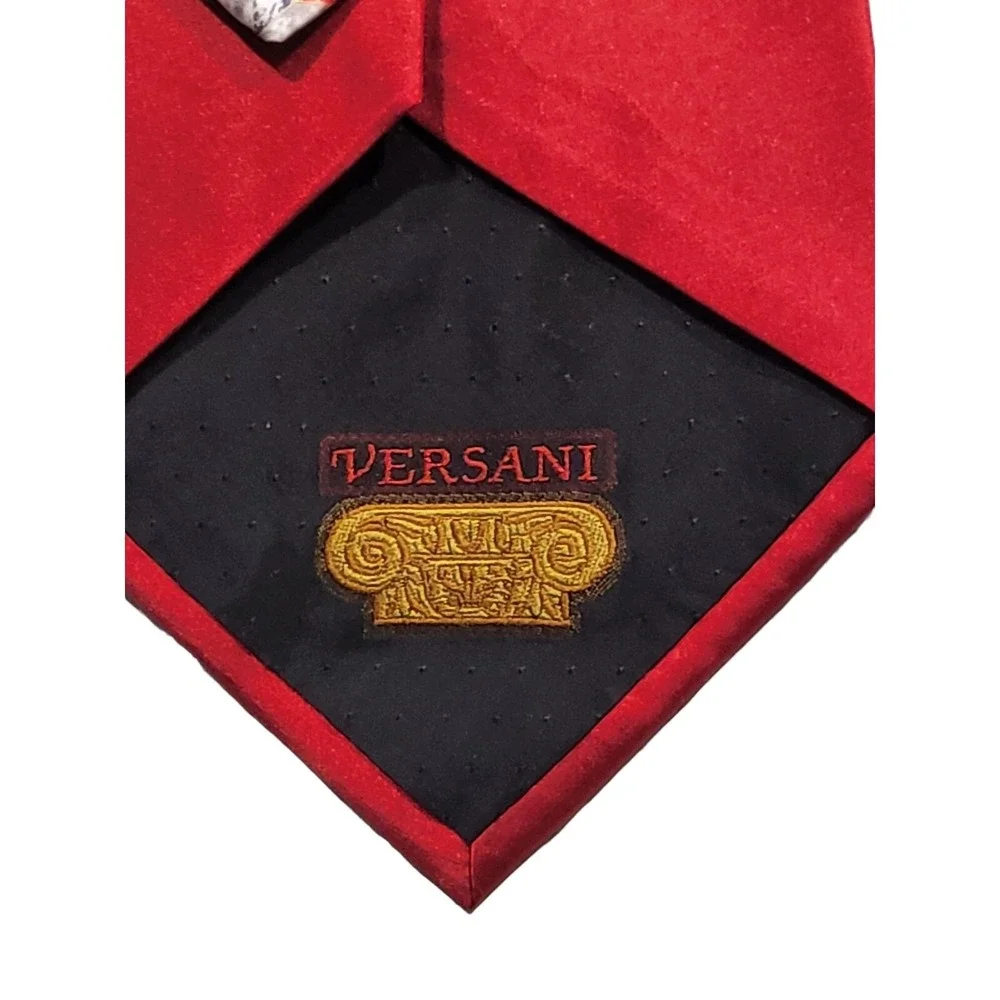 Versani Silk Necktie Geometric Multicolor Pattern Red Workwear Business Mens Tie
